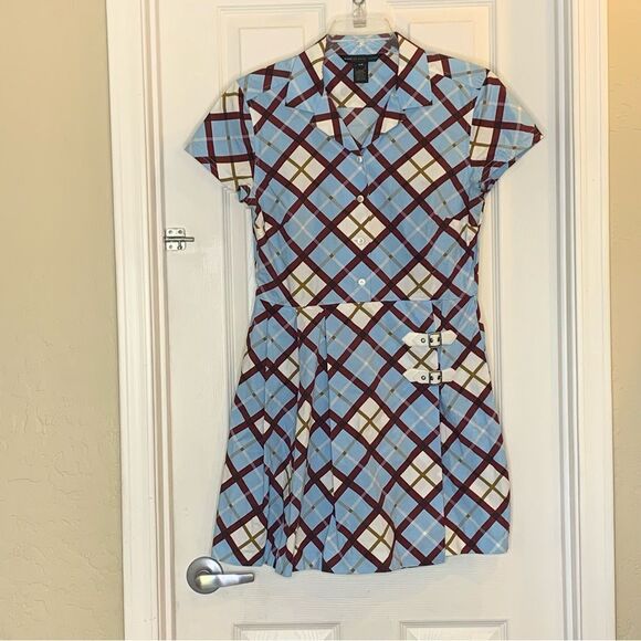 Marc by Marc Jacobs Blue Plaid Mini Dress Size Large - Picture 9 of 10